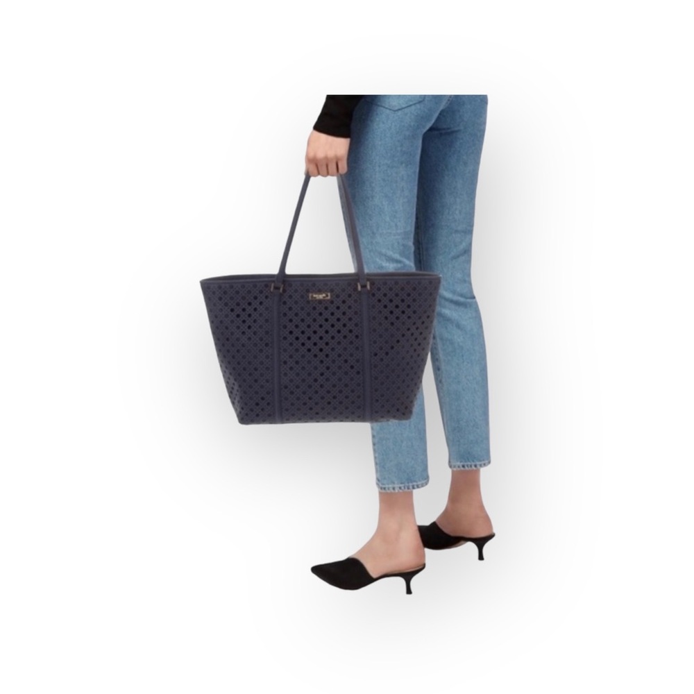 Kate Spade  Dally Newbury Lane Caining Large Tote Bag Handbag  French Navy 